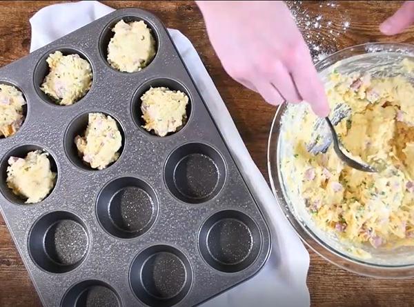 Savory Ham & Cheddar Muffins - Step 5